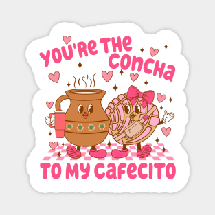 Cute Concha and Cafecito Valentine Art for Sweet Love Magnet