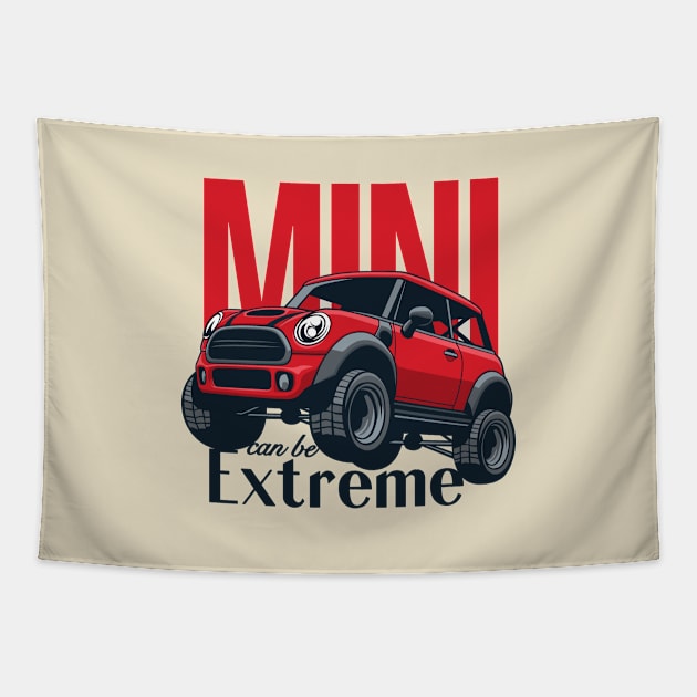 Car mini retro offroad extreme Tapestry by creative.z