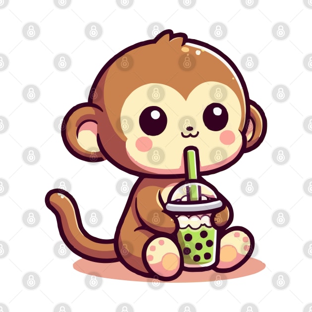 adorable baby monkey green boba by fikriamrullah