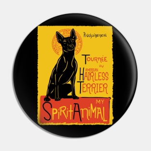 Funny American Hairless Terrier Cute Dog Chat Noir Mashup Art Pin