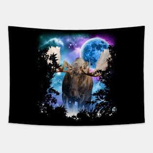 Moose MidNight Forest Tapestry