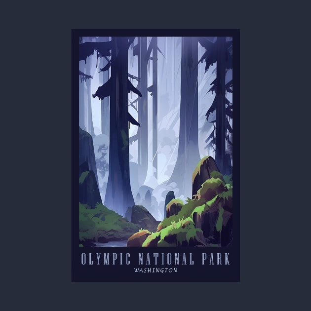 Olympic National Park Travel Poster by GreenMary Design