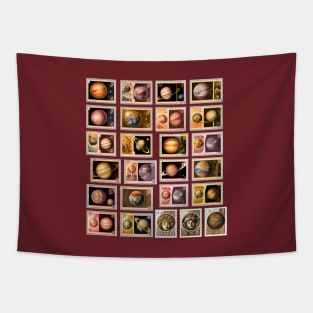 Planets Postage Stamps Tapestry