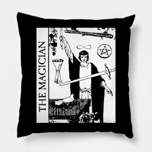 The Magician Tarot Card Black and White Pillow