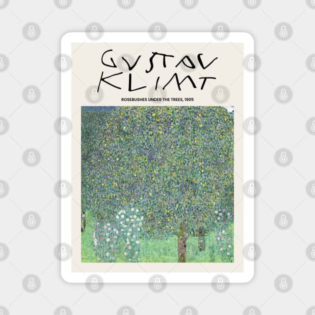 Gustav Klimt Rosebushes Under The Trees Painting Exhibition Magnet by VanillaArt