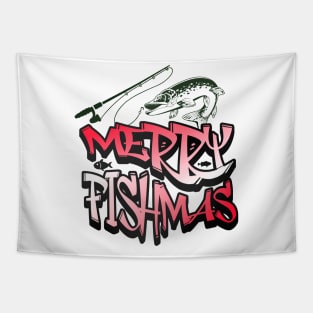 Merry Fishmas - Funny Christmas Fishing Tapestry