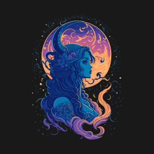 Moon Goddness Full Moon Witchy Celestial Aesthetic T-Shirt