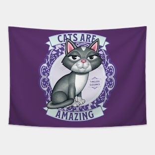 Cute Kitty Cat on purple wreath Cats are Amazing Tapestry