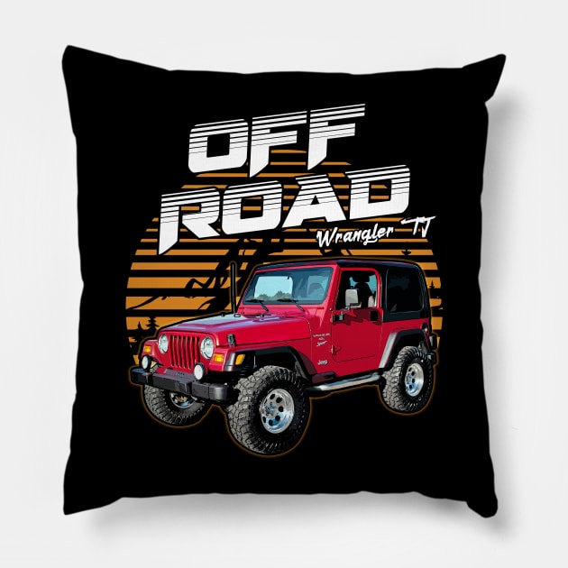 Jeep Wrangler TJ jeep car offroad name Pillow by Madisen Harvey