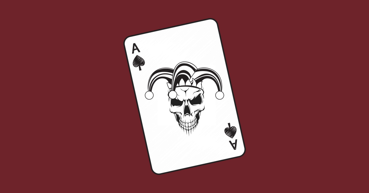 Evil Jester Ace of Spades Skull Playing Card - Playing Cards - T-Shirt ...