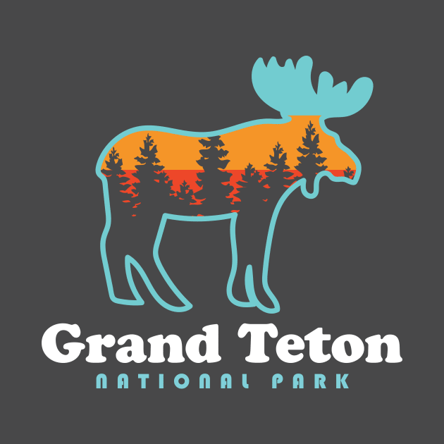 Grand Teton National Park Moose Grand Tetons Mountains by PodDesignShop