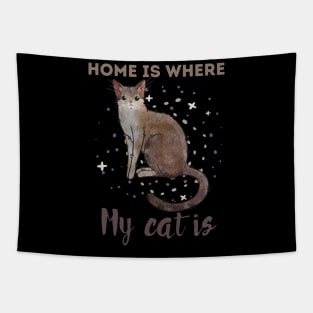 Home is Where My Cat Is - Singapura Cat - gifts for cat lovers Tapestry