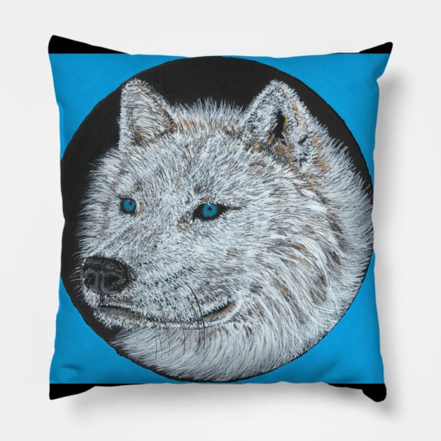 white wolf Pillow by SamsArtworks