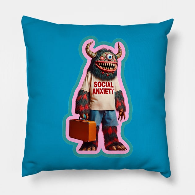 Monsters have anxiety too Pillow by Dead Galaxy