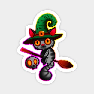 Cat witch with outline Magnet