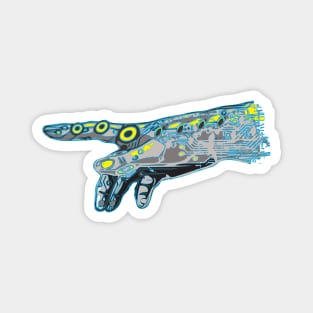 Blue Futuristic Cyborg Hand of God Magnet