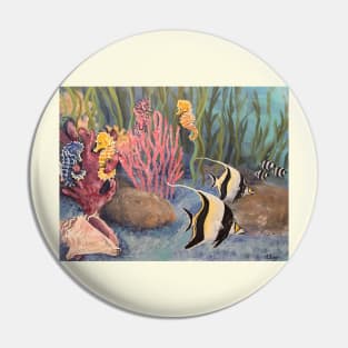 Tropical Fish and Seahorses Pin