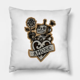 Vintage style tattoo design of retro robot. Pillow