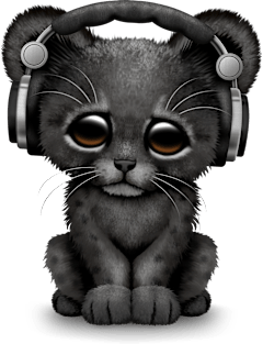 Cute Black Panther Cub Dj Wearing Headphones Magnet