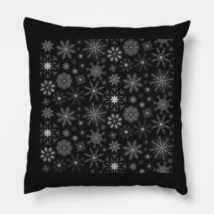 Snowflake Pattern on Black Pillow