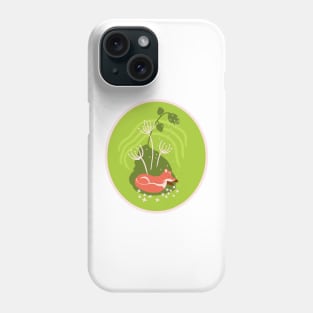 Sleeping fox with flowers Phone Case