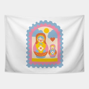 Cute Aesthetic Adorable Y2K 2000s Russian Matryoshka Stacking Doll Tapestry