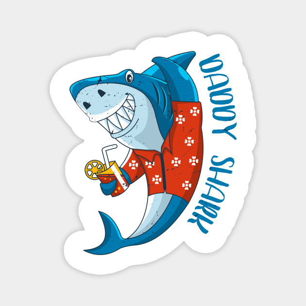 Dady shark Funny Gift for Dad Magnet by Chichid_Clothes