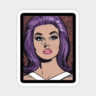 Purple Pop Art Sad Girl Magnet