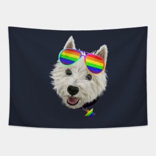 Gay Pride Westie LGBT Dog Sunglasses Tapestry