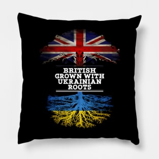 British Grown With Ukrainian Roots - Gift for Ukrainian With Roots From Ukraine Pillow