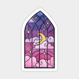 Night sky stained glass window Magnet