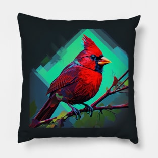 Cardinal Bird Colorful Design Pillow