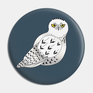 Snowy Owl with Big Yellow Eyes Pin