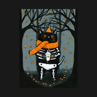 Halloween Vibes Skellie Cat T-Shirt