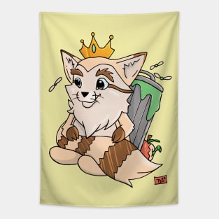 King Trash Panda Raccoon Cartoon Tapestry