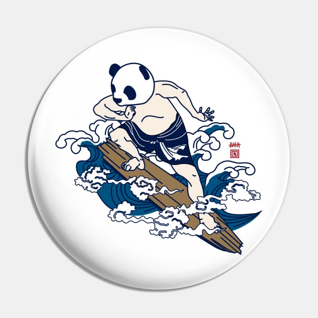 Surfing panda(Ukiyo-e) Pin by RK58