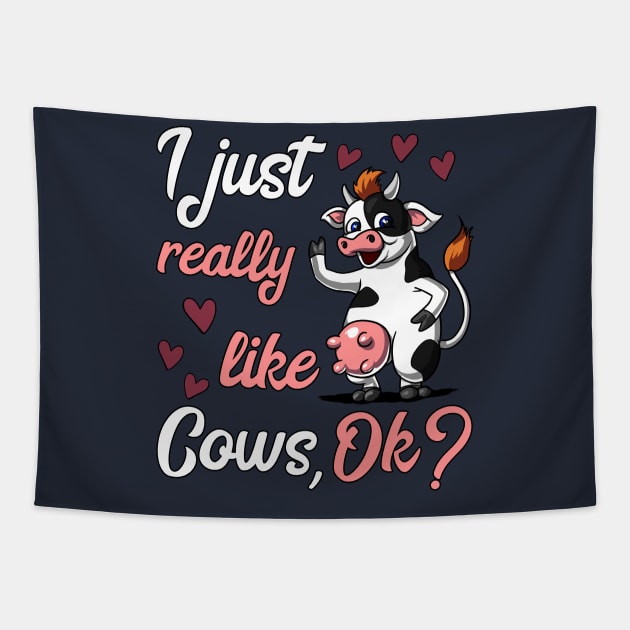 I Just Really Like Cows Cute Farm Animal Funny Cow Tapestry by underheaven