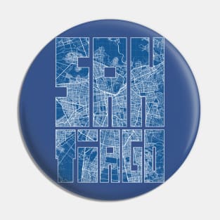 Santiago, Chile City Map Typography - Blueprint Pin