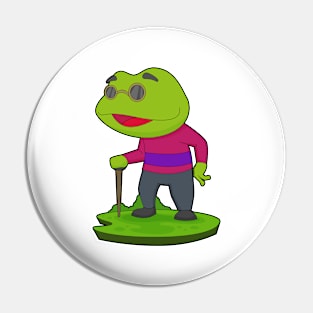 Frog Pensioner Walking stick Pin