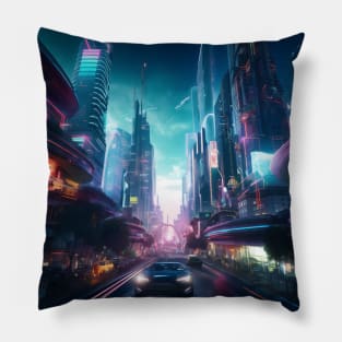 Luminocity: A Futuristic Utopia of Innovation and Harmony Pillow