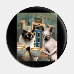 Cats Drinking Coffee Pin