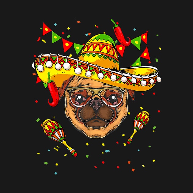 Pug Dog Cinco De Mayo Sombrero Mexican Gift Kids by Lorelaimorris