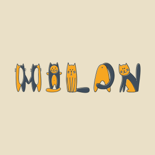 Milan | Girl Name | Cat Lover | Cat Illustration T-Shirt