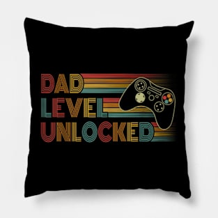 New Dad  Dad Level Unlocked Gaming Gamer Dad Mens Pillow