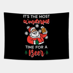 Christmas Most Wonderful Time For Santa Beer Xmas Dad Men Tapestry