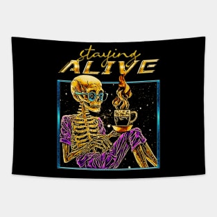 Staying Alive Nerdy Skeleton Tapestry