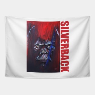 SILVERBACK GORILLA in RED and BLUE Tapestry