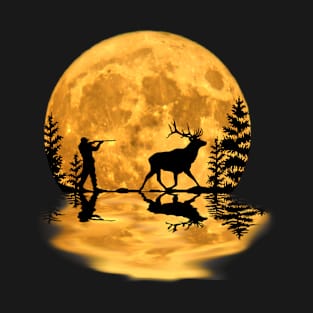 Deer hunter hunting season fast food full moon night sky T-Shirt