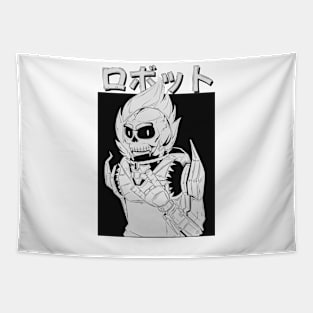 Skull robot illustration Tapestry