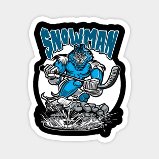 Abominable Snowman Hockey Player Mascot Magnet